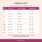 Guía de tallas de la faja FuerzaMía, de la XS a la 5XL