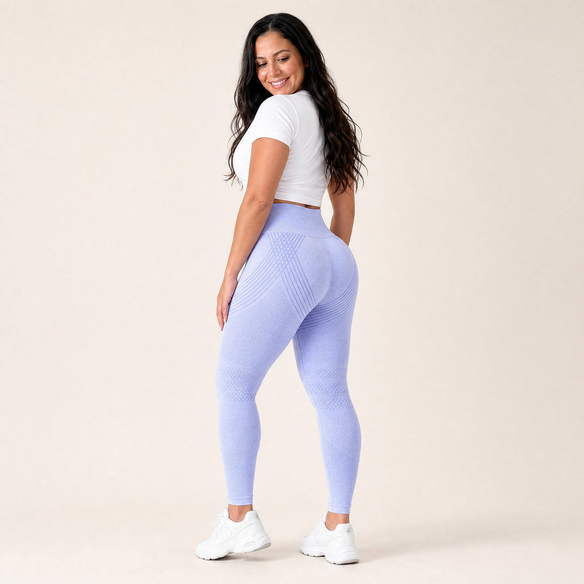 Leggings lavanda vistos por detrás